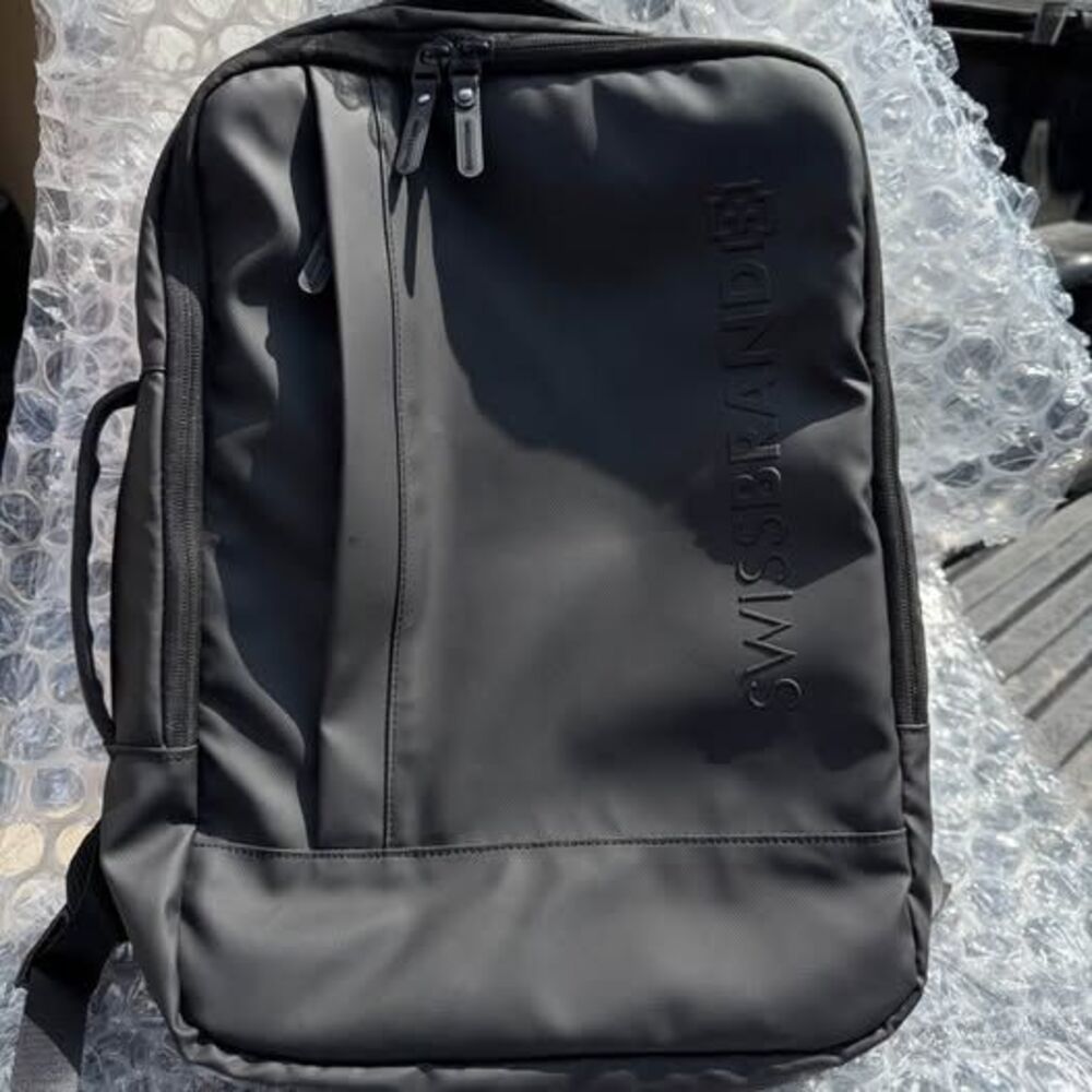 SwissBrand Black Gray Laptop Backpack Travel Business Bag